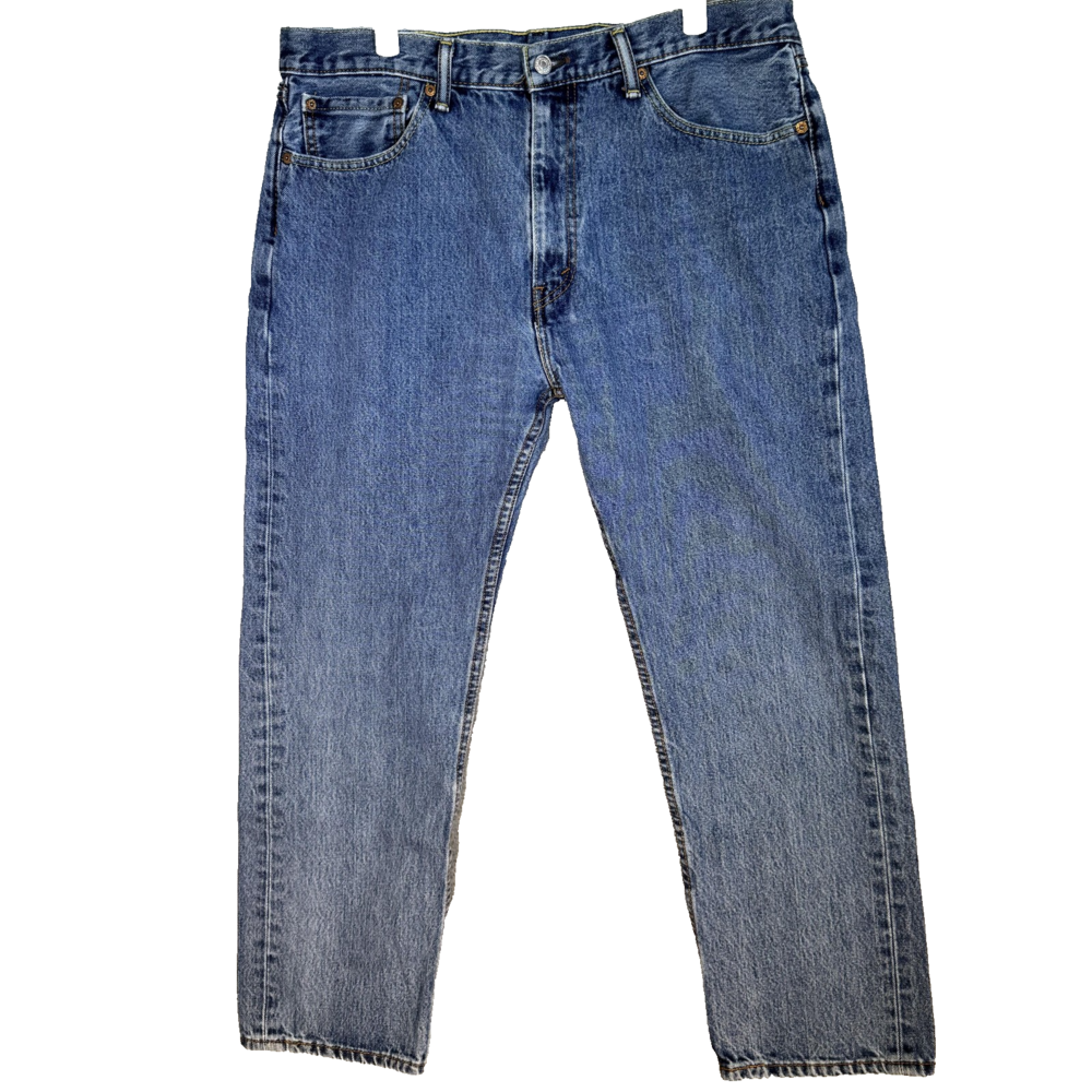 Levis 505 Jeans Mens 38x30 Blue Medium Wash Straight Leg Denim Classic Zip Fly